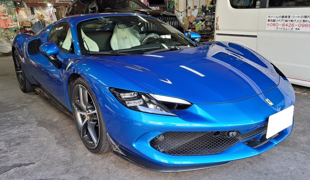 フェラーリ・296GTS　アルミホイール傷修理　リペア　ホイール　傷修理　ダイヤモンドカット　塗装　タイヤ交換